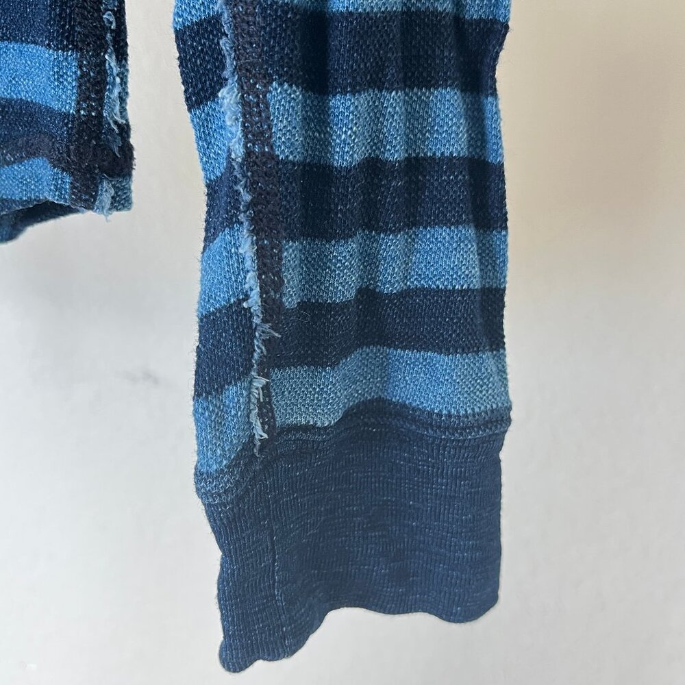 Lucky Brand True Indigo Blue Striped Cotton Long Sleeve Raglan Medium - Picture 5 of 6